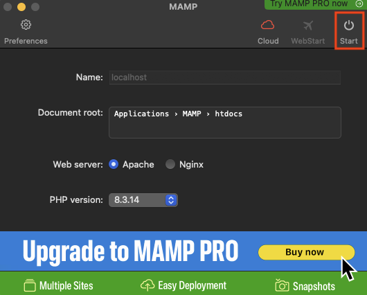 MAMP起動1