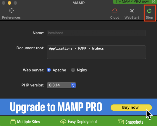 MAMP起動2