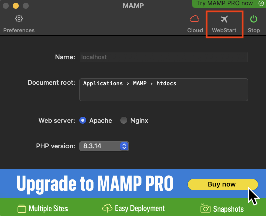 MAMPコントロールパネル